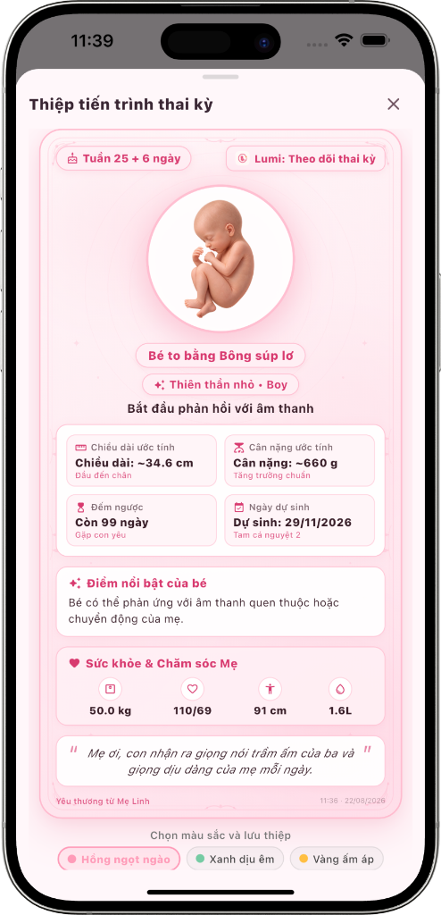 Thiệp cột mốc thai kỳ